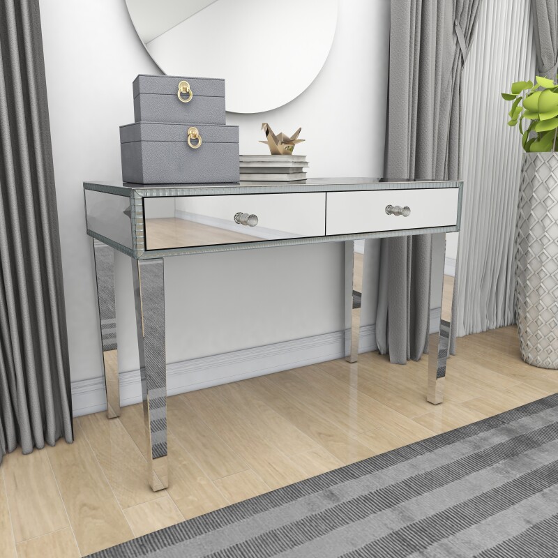 604424 Silver Wood Glam Console Table 6