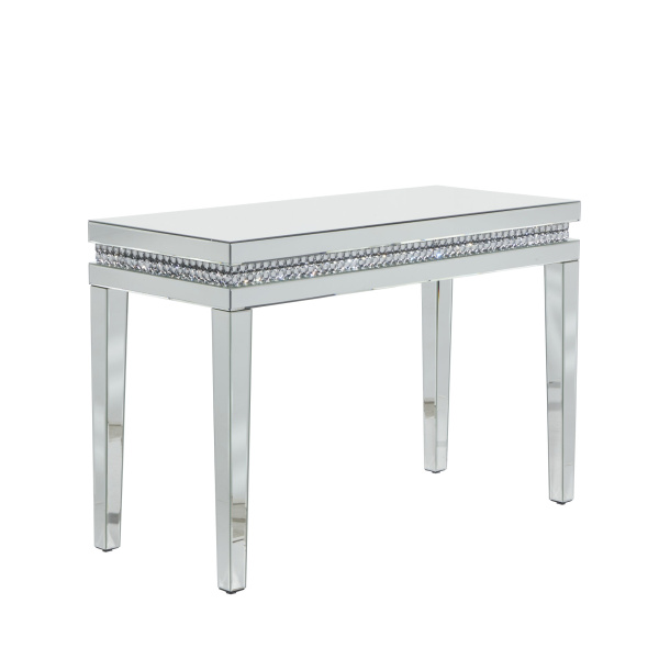 Silver Wood  Glam Console Table, 47" x 20" x 32"