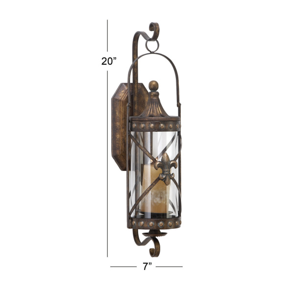 604454 Brown Glass Traditional Candle Wall Sconce 1