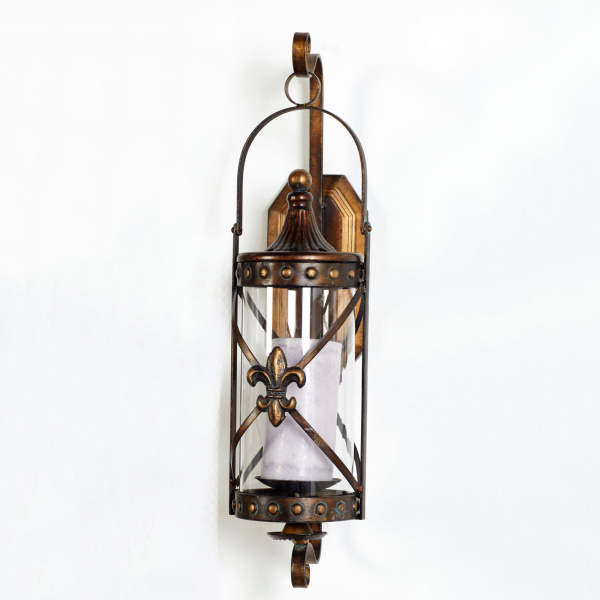 604454 Brown Glass Traditional Candle Wall Sconce