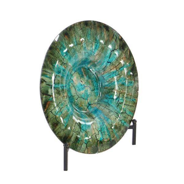 604457 Black Green Glass Decorative Plate Stand 6