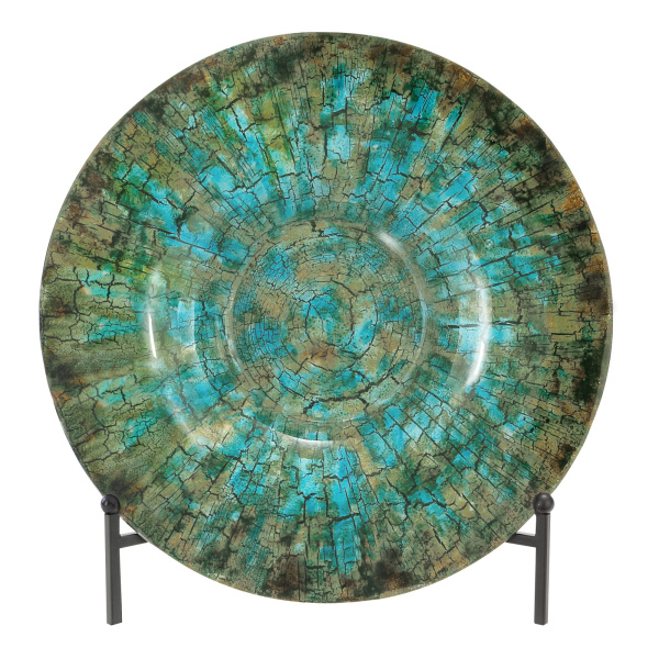604457 Black Green Glass Decorative Plate Stand