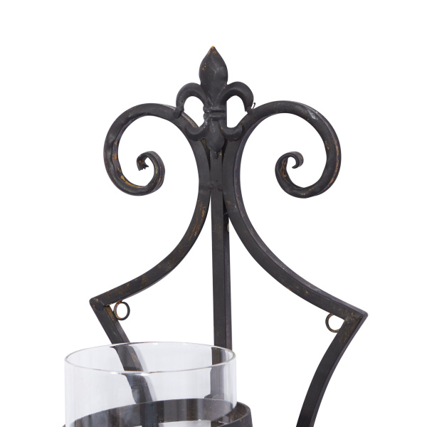 604498 Black Metal Traditional Candle Wall Sconce 3