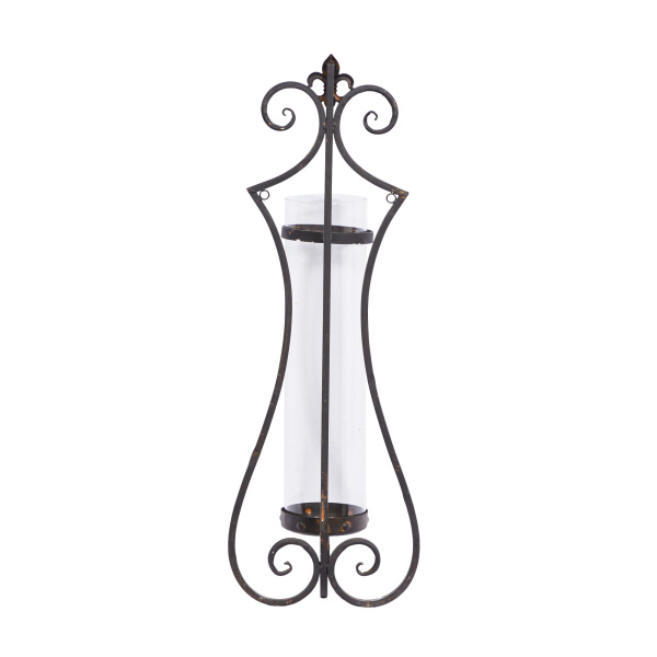 604498 Black Metal Traditional Candle Wall Sconce 7