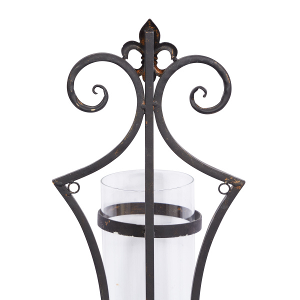 604498 Black Metal Traditional Candle Wall Sconce 8