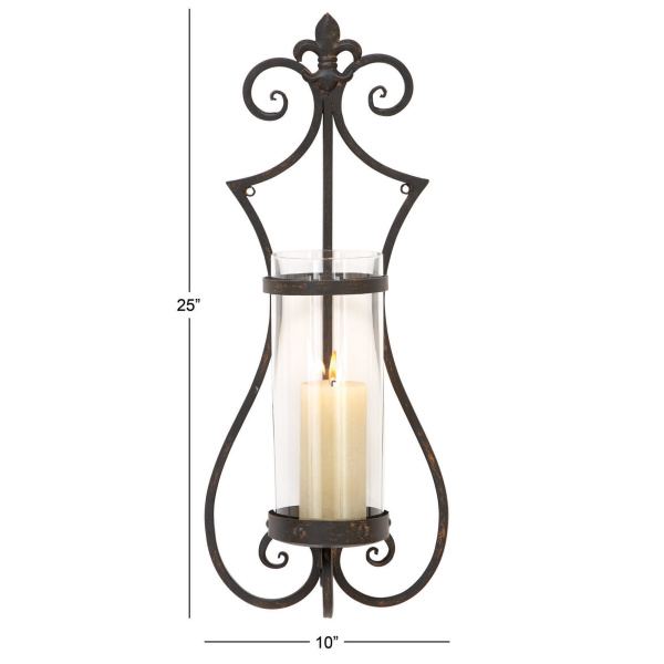 604499 Black Metal Traditional Candle Wall Sconce 1