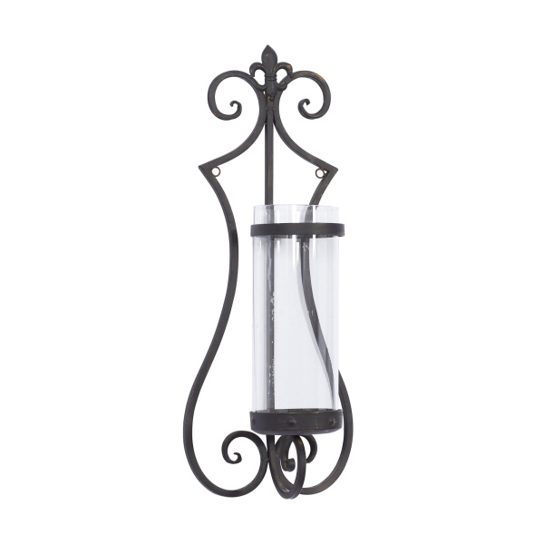 604499 Black Metal Traditional Candle Wall Sconce 5