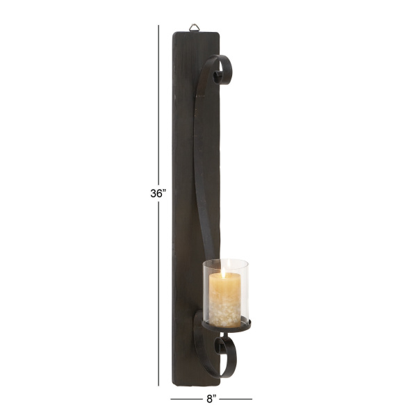 604500 Black Metal Rustic Candle Wall Sconce 1