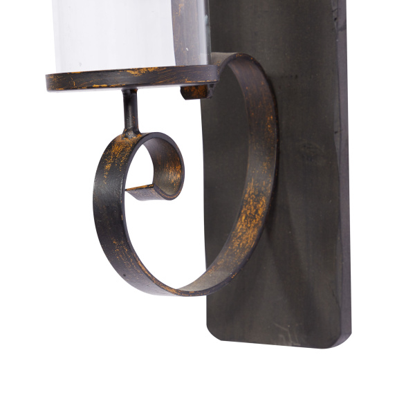 604500 Black Metal Rustic Candle Wall Sconce 7