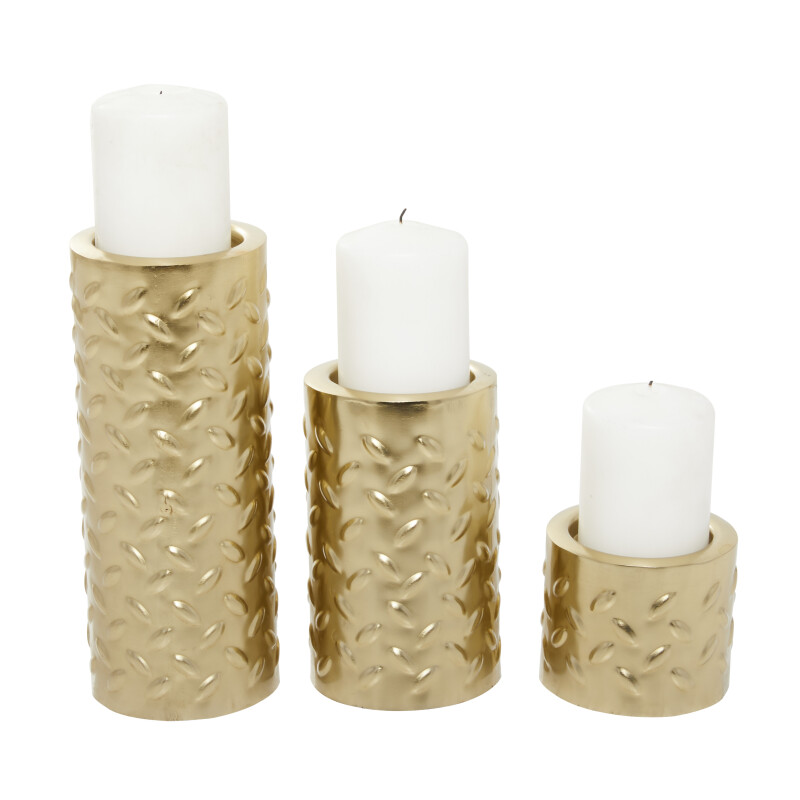 604599 Gold Metal Contemporary Candle Holder Set of 3