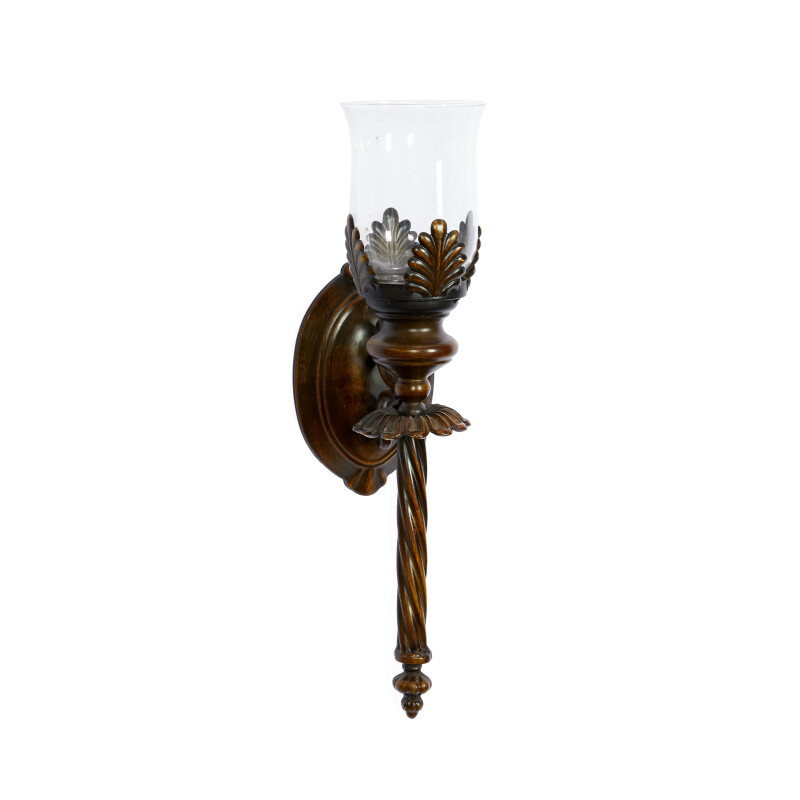 604718 Black Brown Glass Traditional Candle Wall Sconce 1