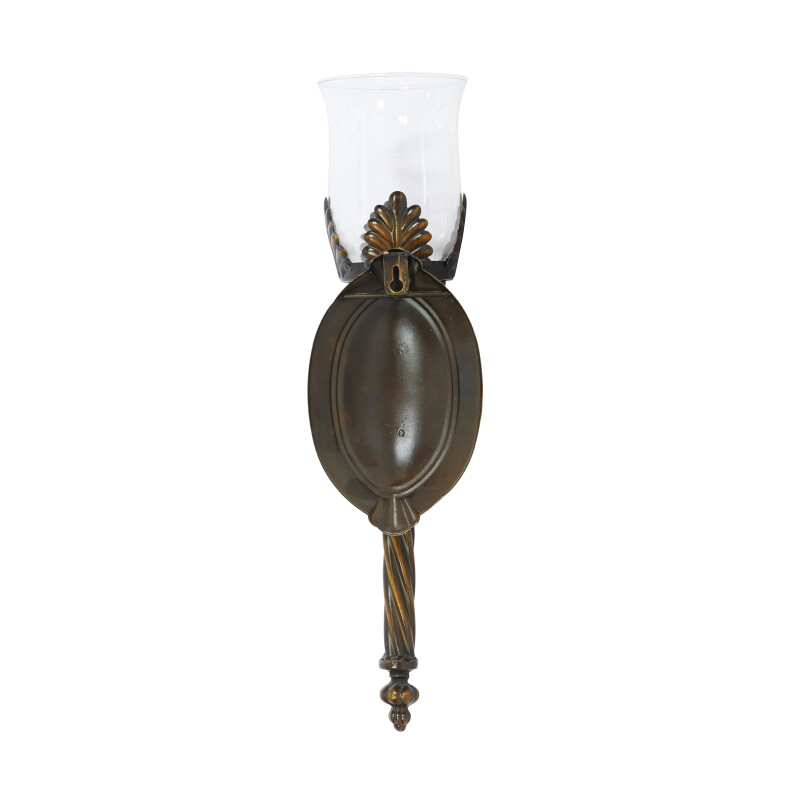 604718 Black Brown Glass Traditional Candle Wall Sconce 2