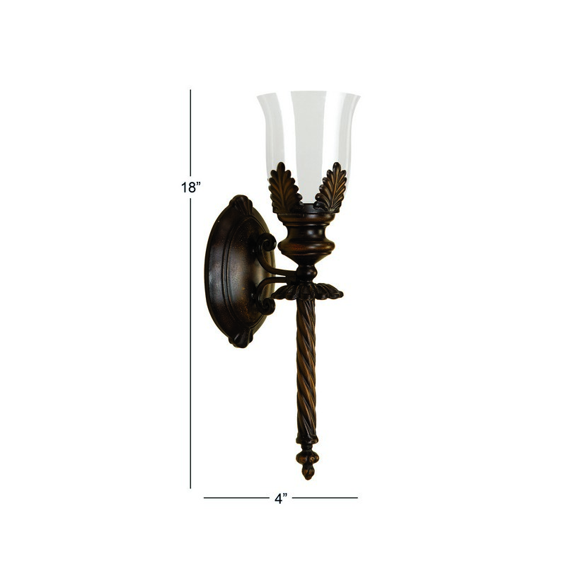 604718 Black Brown Glass Traditional Candle Wall Sconce 6