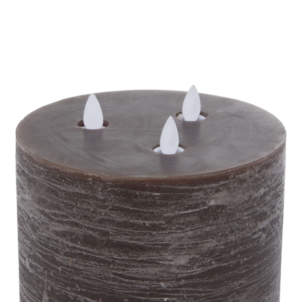 604733 Set Of 3 Brown Traditional Wax Flameless Candle 3