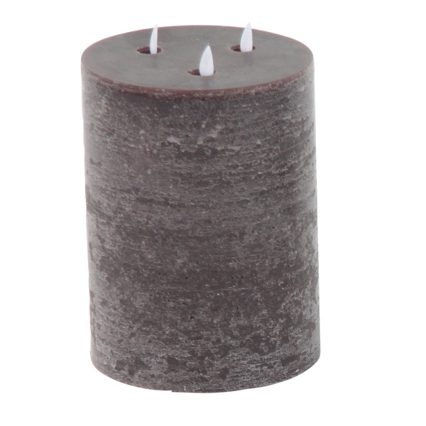 604733 Set Of 3 Brown Traditional Wax Flameless Candle 5
