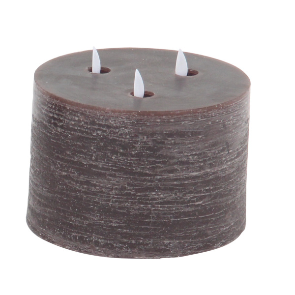 604733 Set Of 3 Brown Traditional Wax Flameless Candle 6