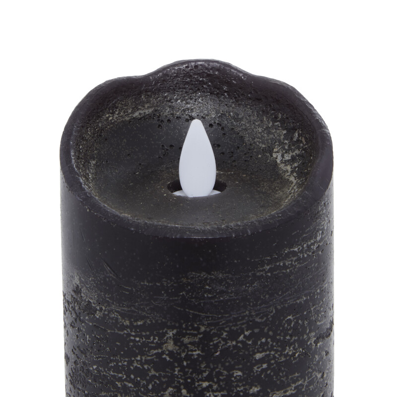 604734 Black Black Set Of 3 Black Traditional Wax Flameless Candle 4