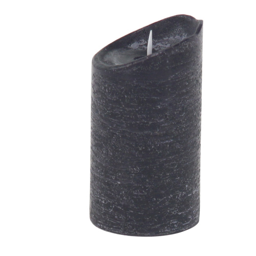 604734 Black Black Set Of 3 Black Traditional Wax Flameless Candle 6