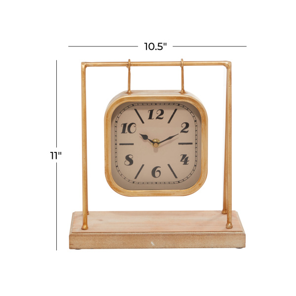 604748 Brown Gold Wood Farmhouse Clock 1