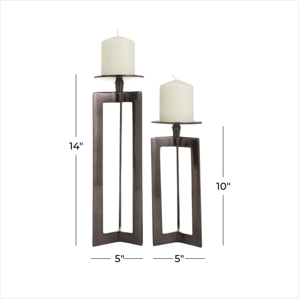 604819 Black Cosmoliving By Cosmopolitan Bronze Aluminum Contemporary Candle Holder 1