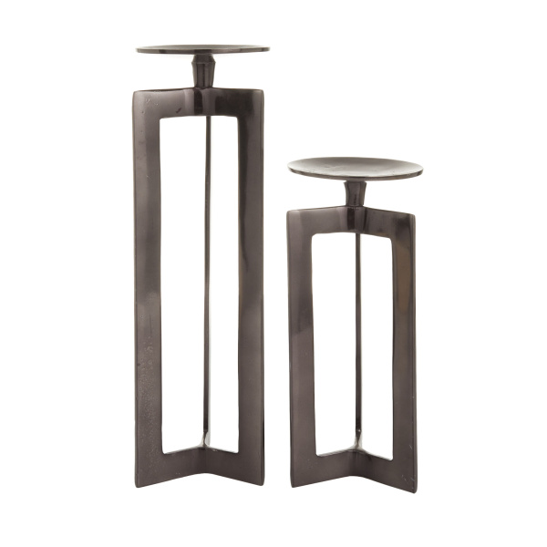 604819 Black Cosmoliving By Cosmopolitan Bronze Aluminum Contemporary Candle Holder 2