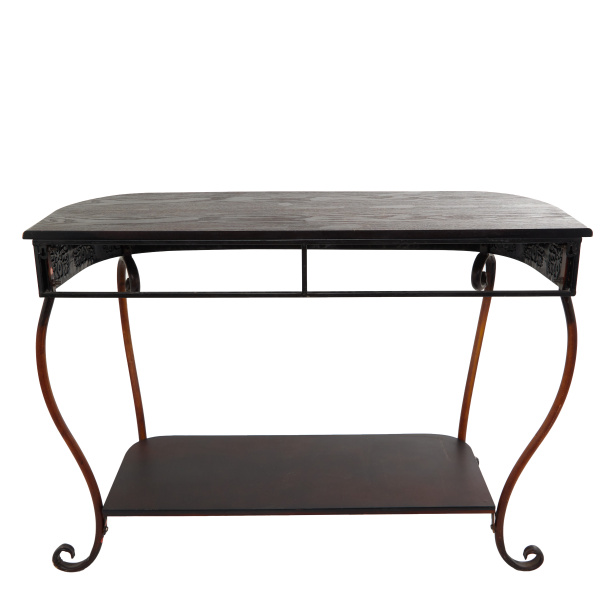 604839 Dark Brown Traditional Metal Console Table 32 X 43 01