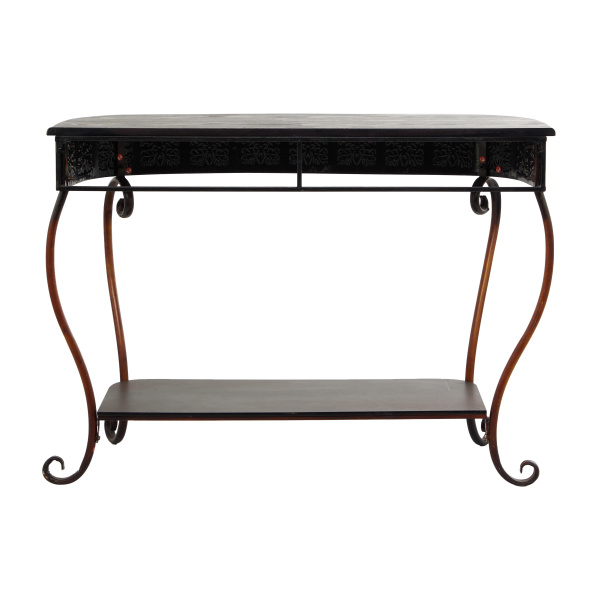 604839 Dark Brown Traditional Metal Console Table 32 X 43 02