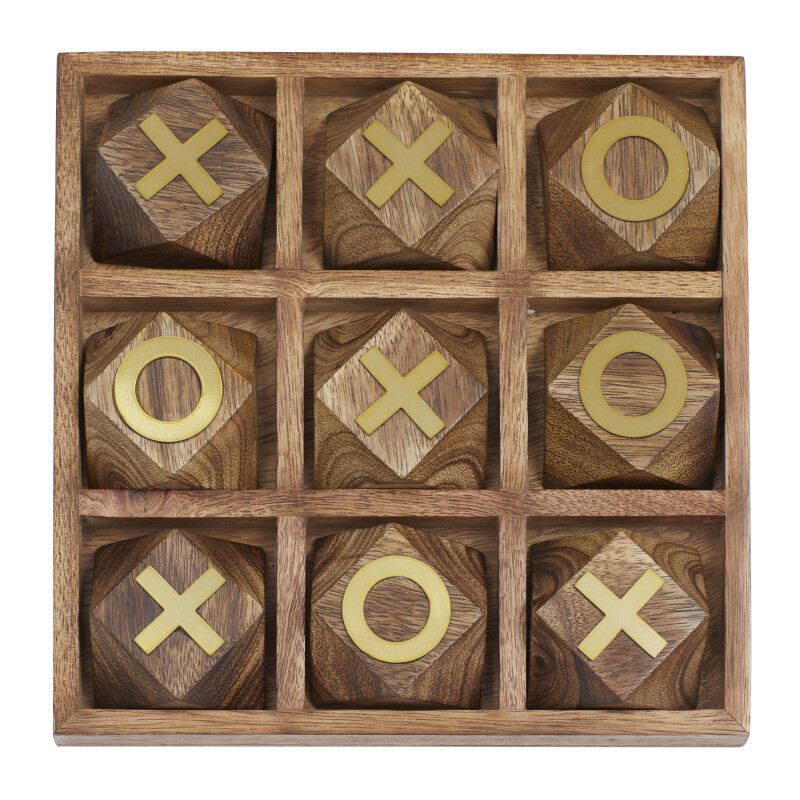 604914 Brown Wood Glam Game Set, 1" x 8" x 8"