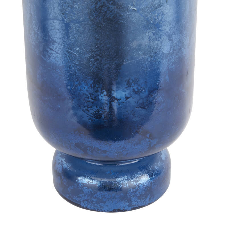 604953 Blue Gold Set Of 3 Blue Glass Coastal Candle Holder 4
