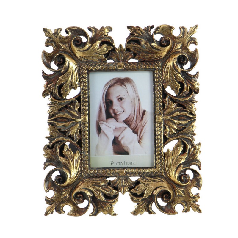 604962 Gold Set Of 2 Gold Polystone Traditional Photo Frame 11