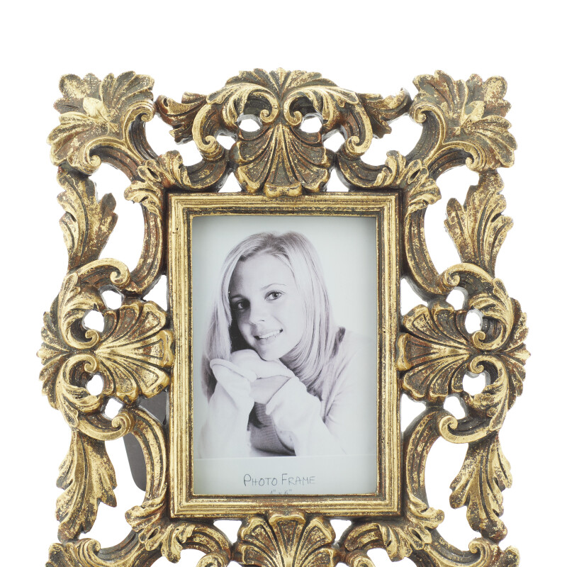604962 Gold Set Of 2 Gold Polystone Traditional Photo Frame 4