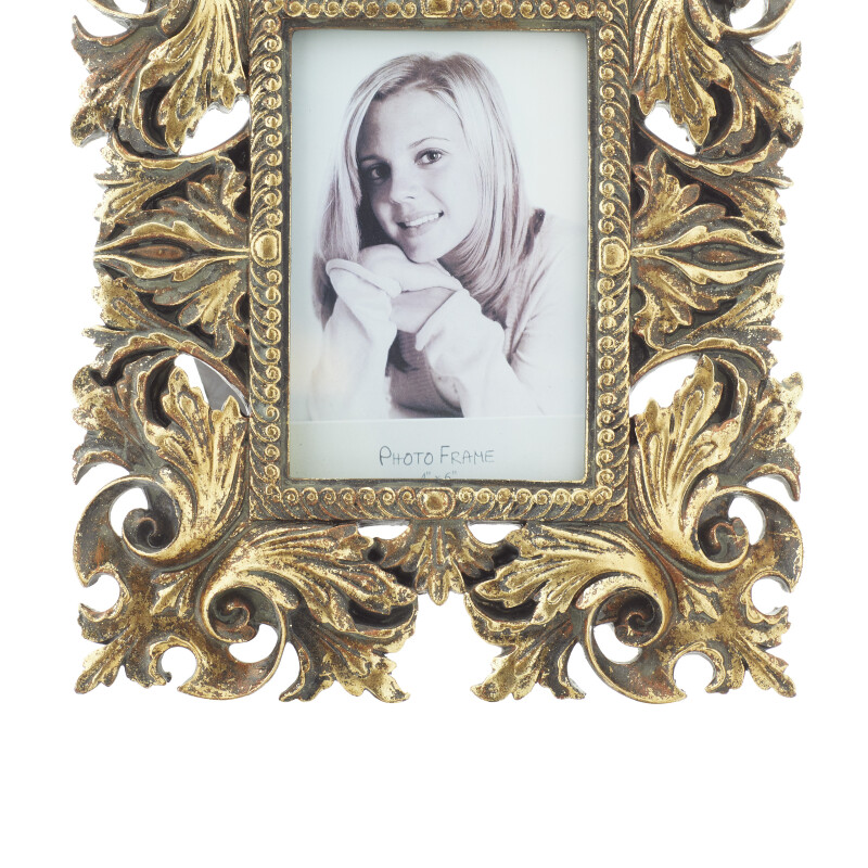 604962 Gold Set Of 2 Gold Polystone Traditional Photo Frame 6