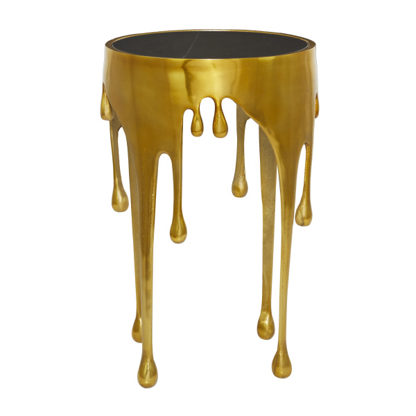 604991 Gold Aluminum Contemporary Accent Table, 25" x 16" x 16"