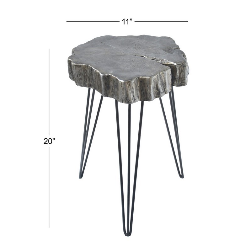 605006 Black Grey Polystone And Metal Modern Accent Table 2