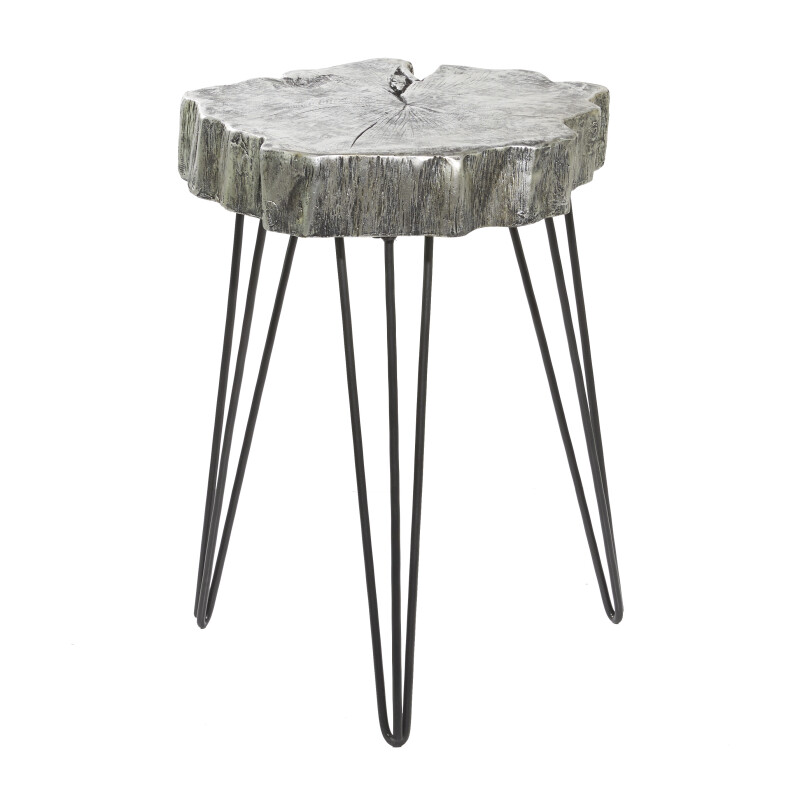 605006 Black Grey Polystone And Metal Modern Accent Table 3