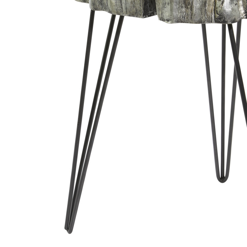 605006 Black Grey Polystone And Metal Modern Accent Table 4
