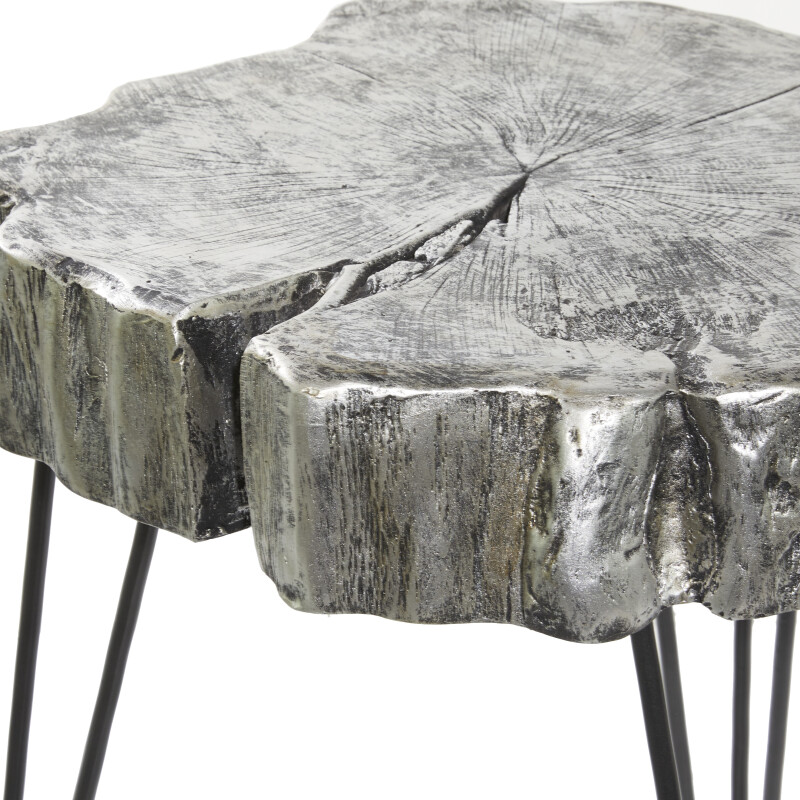 605006 Black Grey Polystone And Metal Modern Accent Table 5