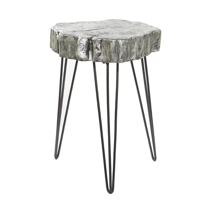 605006 Black Grey Polystone And Metal Modern Accent Table 7