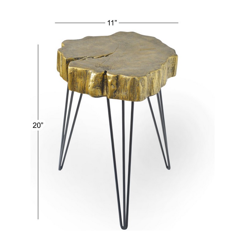 605010 Black Gold Polystone And Metal Modern Accent Table 3