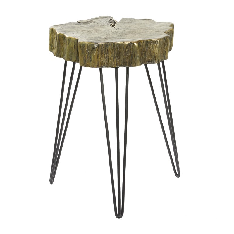 605010 Black Gold Polystone And Metal Modern Accent Table 4