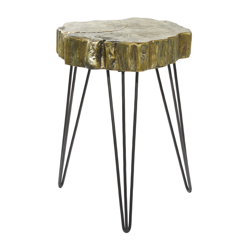 605010 Black Gold Polystone And Metal Modern Accent Table 7