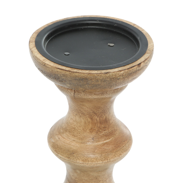 605064 Set Of 3 Brown Wood Country Cottage Candle Holder 2