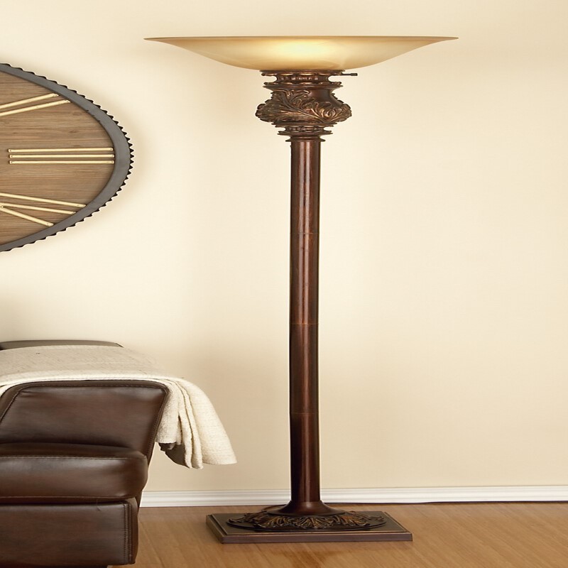 605109 Brown Metal Traditional Floor Lamp, 70" x 15" x 15"