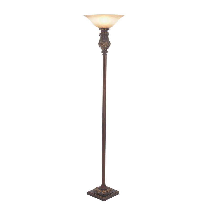 605109 Brown Metal Traditional Floor Lamp, 70" x 15" x 15"