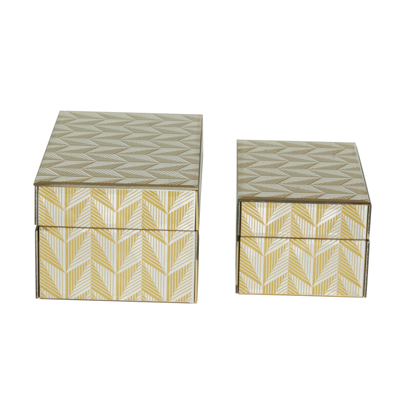 605143 Gold Gold Glass Glam Box Set Of 2 11 9 W 3