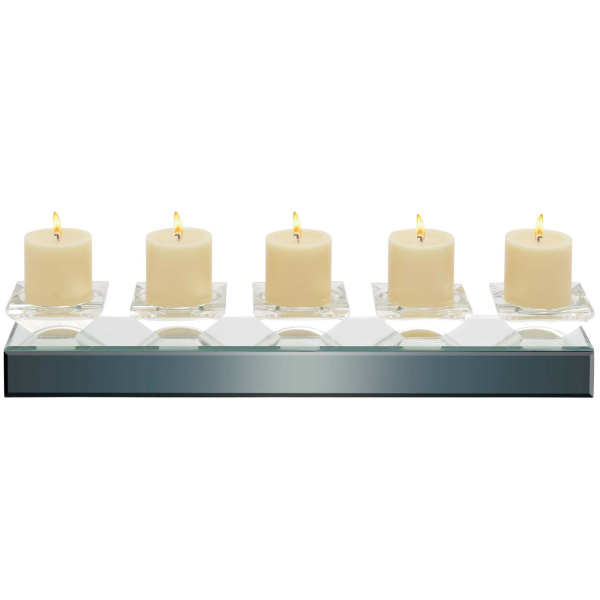 605155 Clear Mirror Glam Candlestick Holders, 4" x 24" x 4"