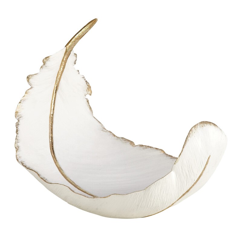605220 Gold Cosmoliving By Cosmopolitan White Resin Glam Decorative Bowl 1
