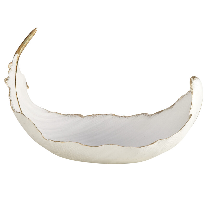 605220 CosmoLiving by Cosmopolitan White Resin Glam Decorative Bowl, 8" x 13" x 8"