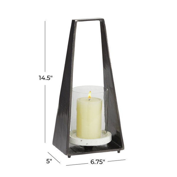 605238 Black Terrazzo Contemporary Candle Holder Lantern 1