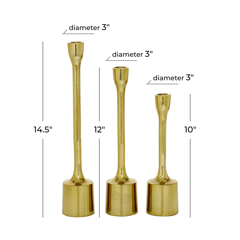 605265 Gold Cosmoliving By Cosmopolitan Set Of 3 Gold Candle Holder 2